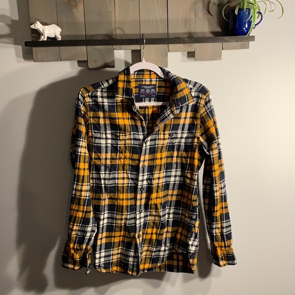 Yellow and black plaid button up - Picture 2 of 5